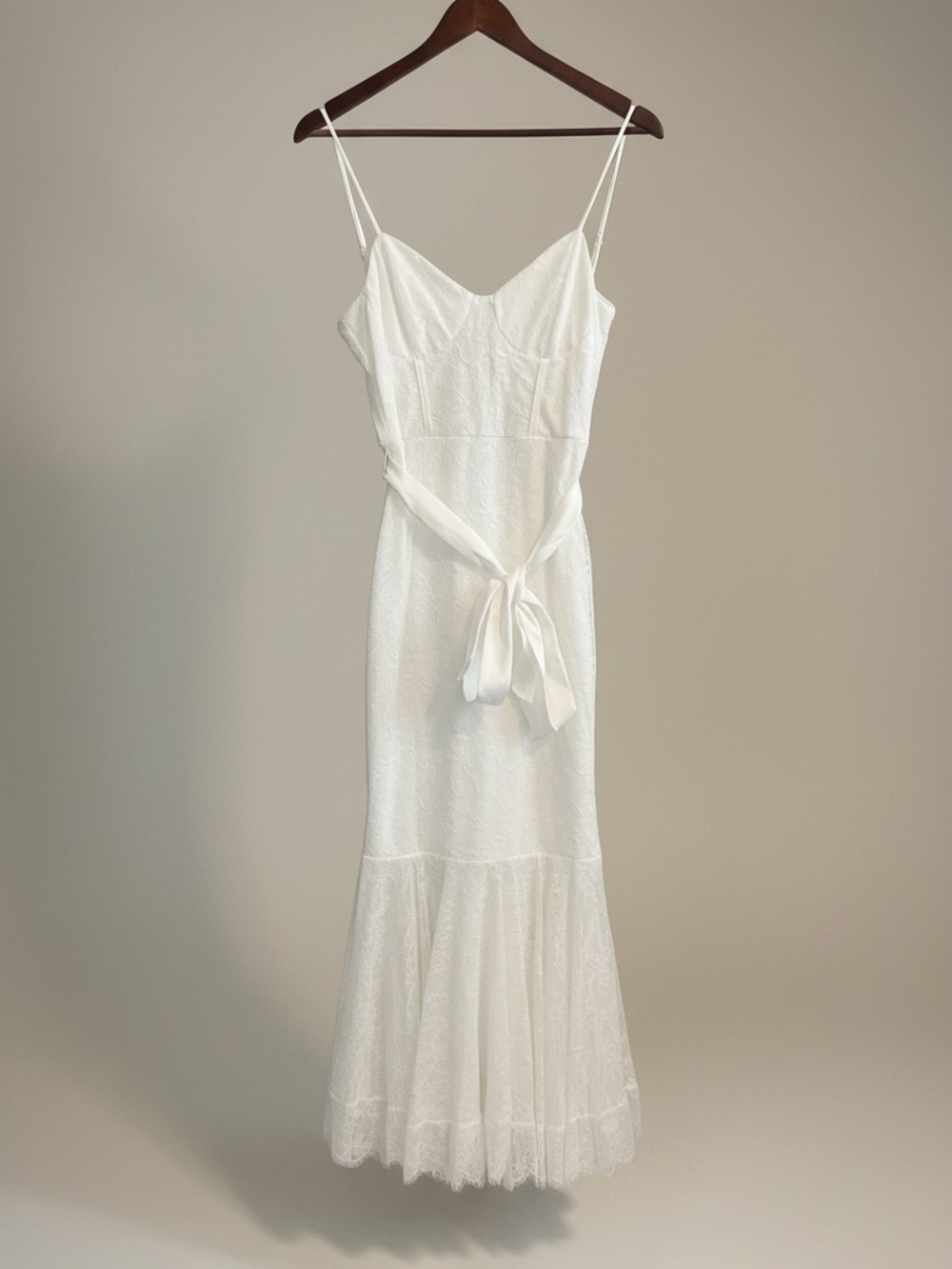 Lulus White Lace Bustier Midi Dress NWT Small Sweetheart Tie Waist - Picture 8 of 15